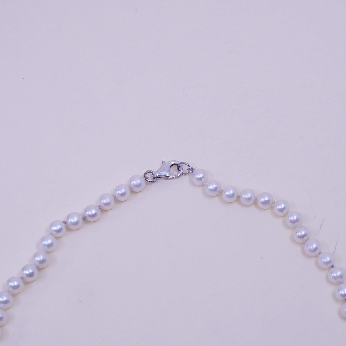 18”, Vintage freshwater pearl beads necklace chain sterling 925 silver clasp