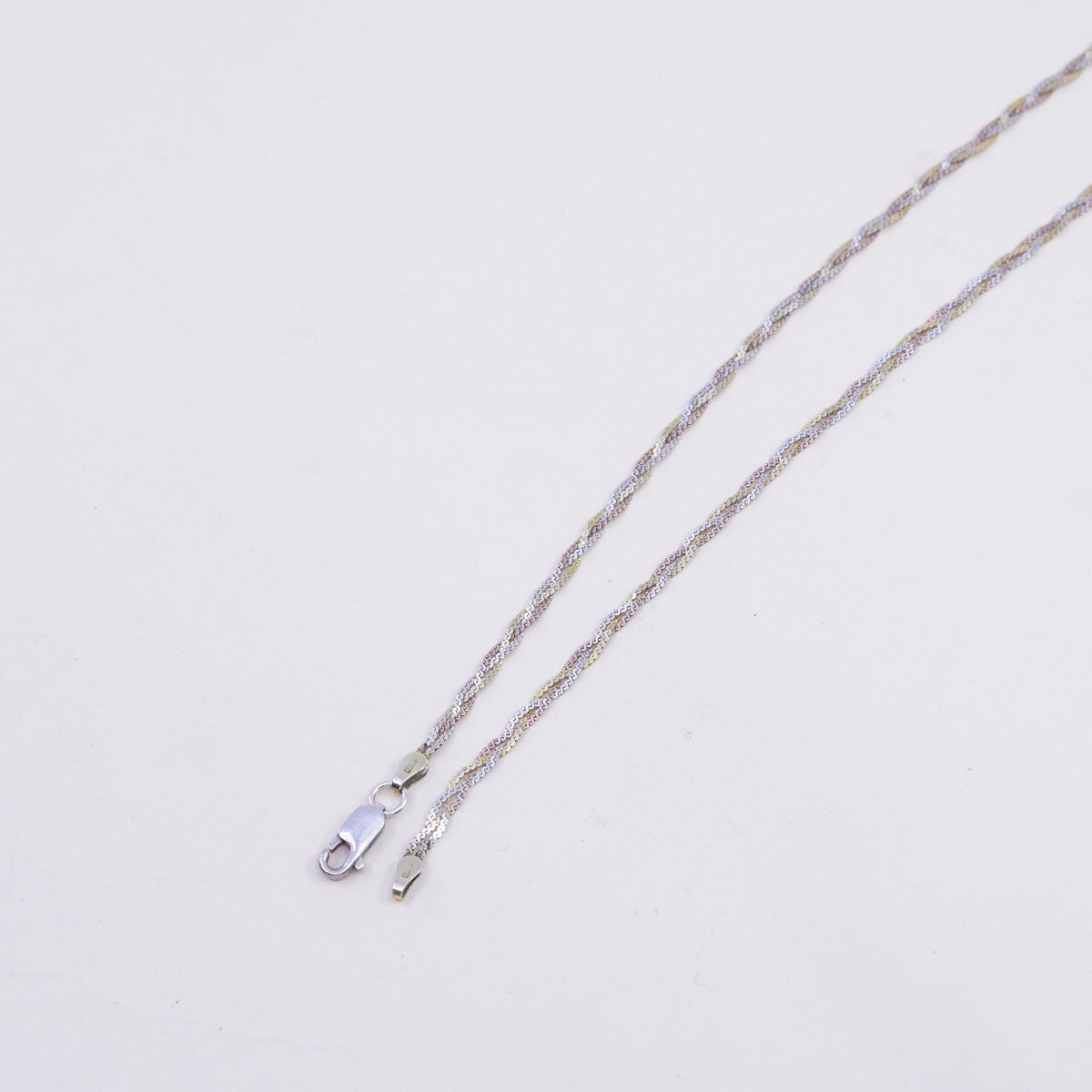 16”, vermeil gold over sterling silver necklace, 925 woven braided s link chain