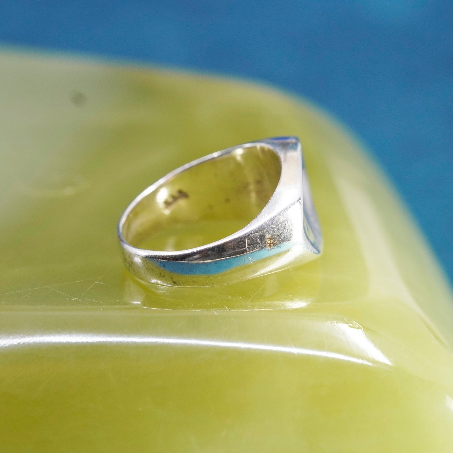 Size 9, vintage Sterling silver handmade ring, modern wide 925 band