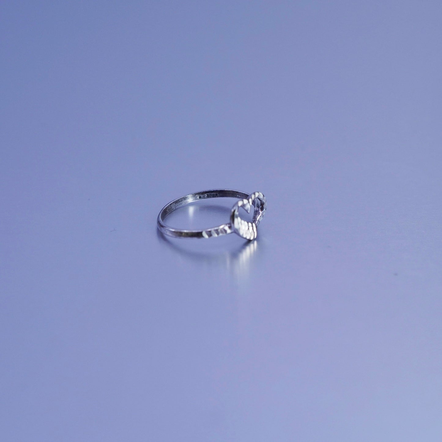 Size 4.5, southwestern Sterling 925 silver wedding ring, heart stackable band