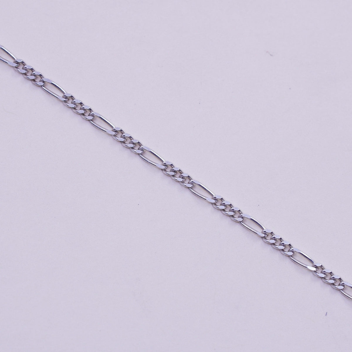 7.25”, 2mm, Vintage sterling 925 silver bracelet, italy men’s figaro chain