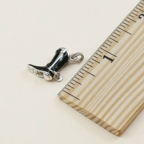 Vintage Sterling Silver Enamel Pendant, Solid 925 Silver Riding Boot Charm