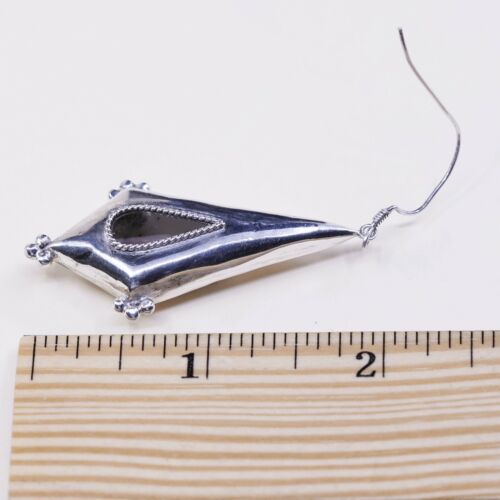 Vintage sterling silver handmade earrings, 925 Teardrop dangles