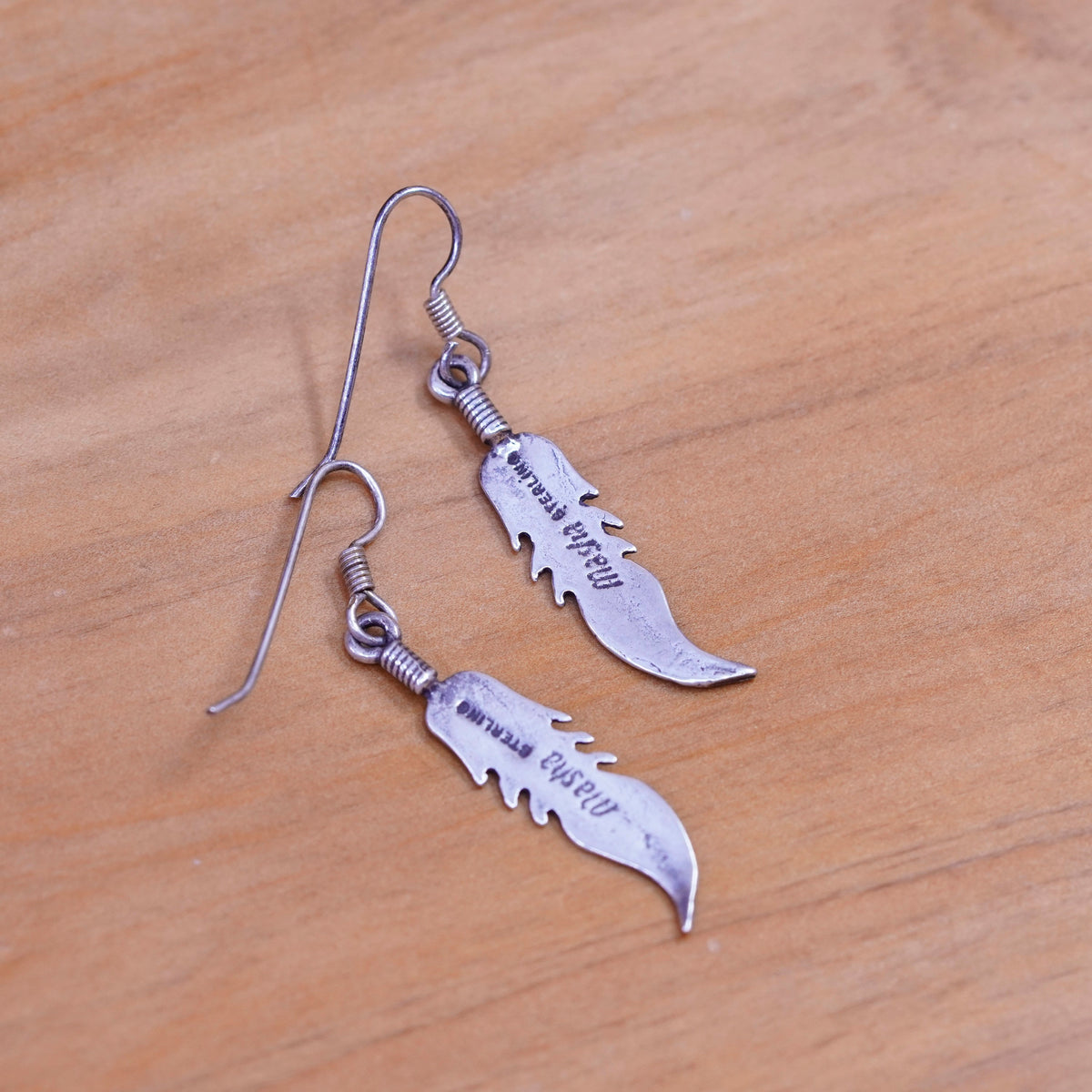Navajo Native American Sheila Tso Masha Sterling 925 silver earrings feather