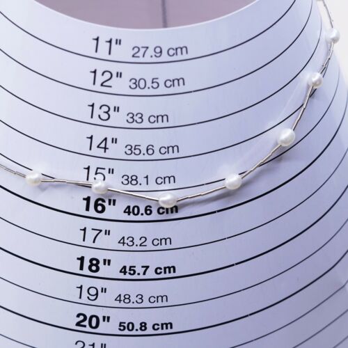 16”, Vtg Sterling silver handmade necklace, 925 Liquid Silver W/ Pearl Beads