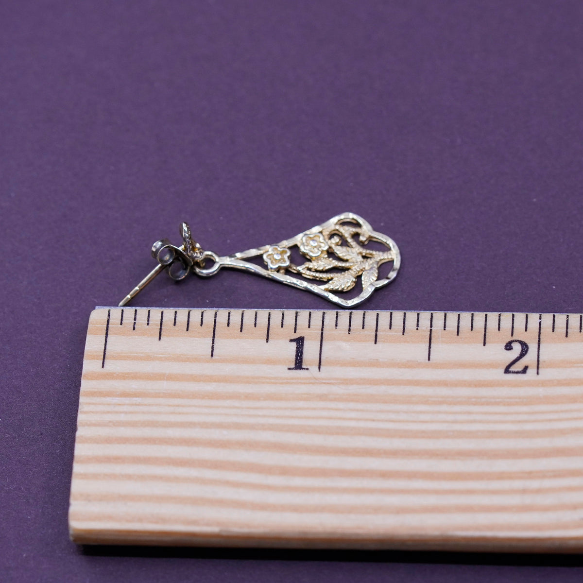 gold over vermeil Sterling silver earrings, 925 Filigree teardrop beads drops
