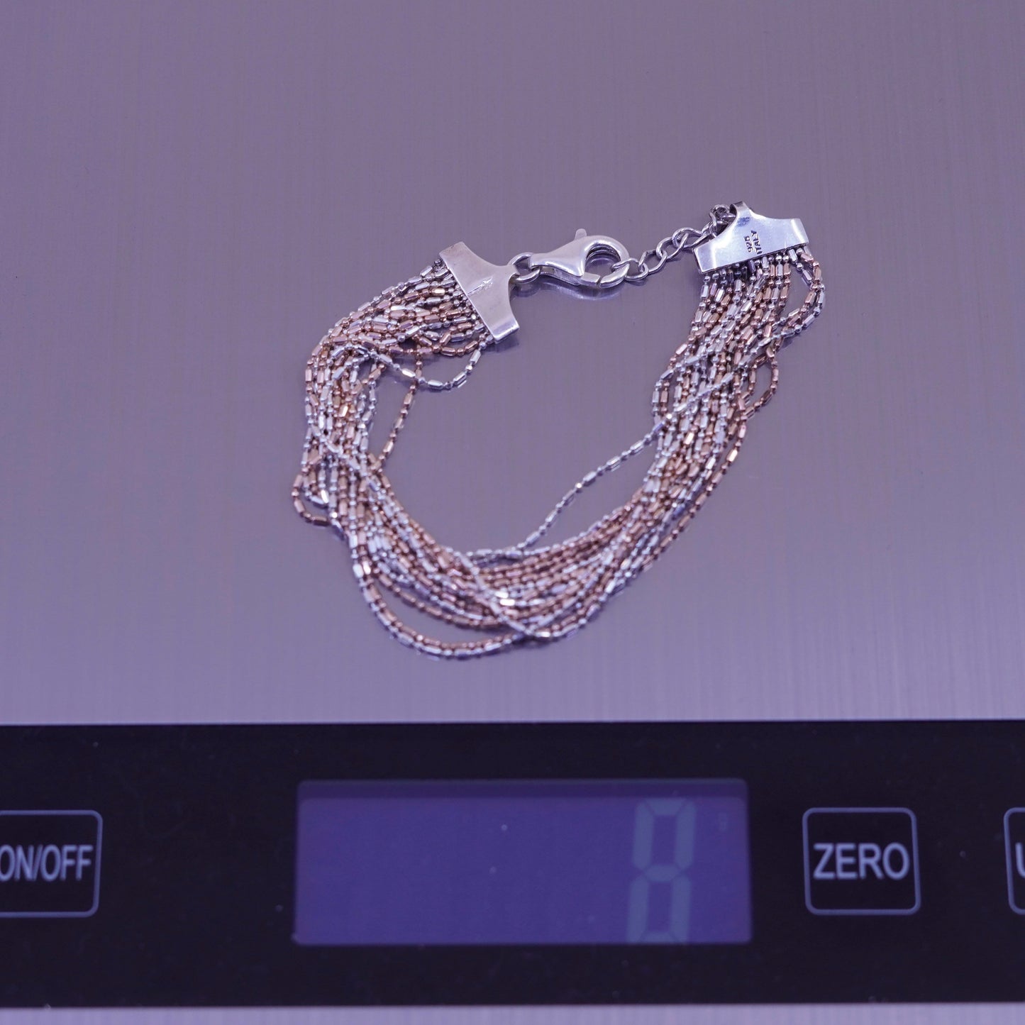6.75+1”, Dyadema multi strands sterling silver bracelet, 925 bead multi strands