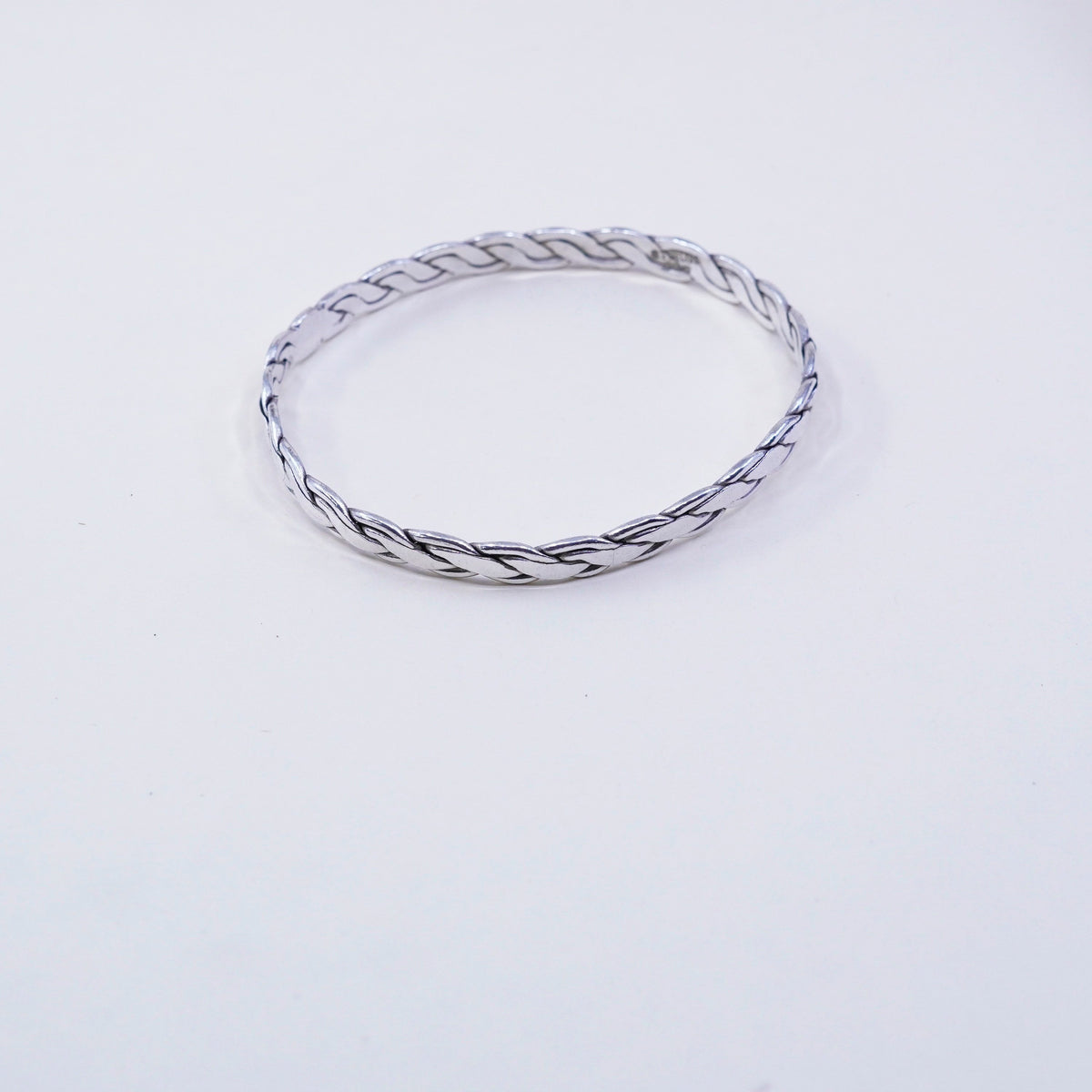 8.25”, Vintage sterling silver handmade bracelet, 925 cable bangle
