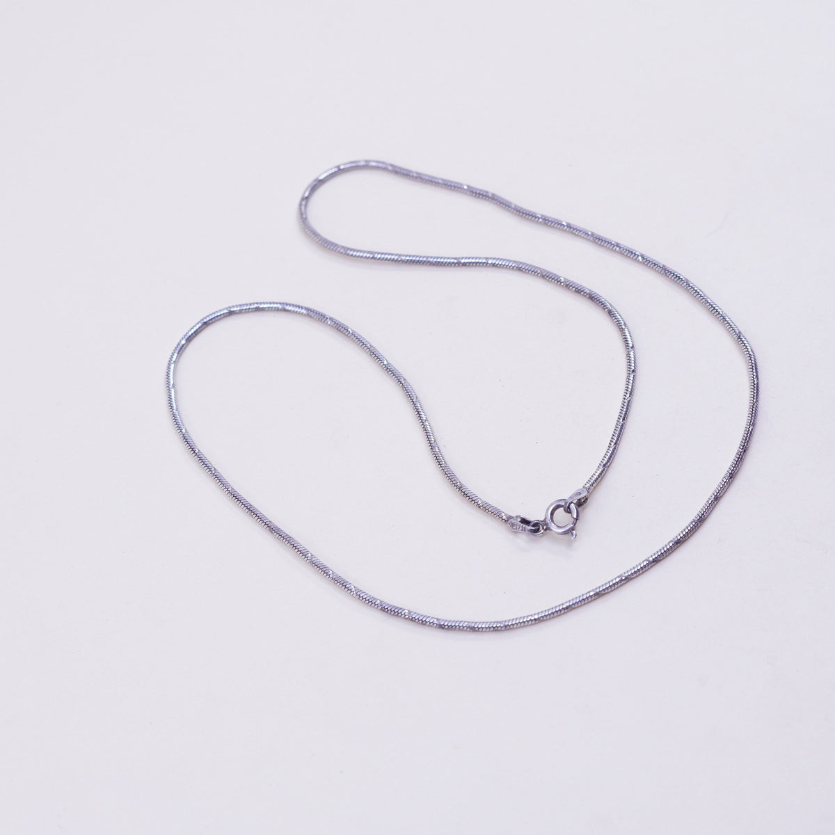 20”, Vintage sterling silver snake chain, textured Italy 925 silver chain