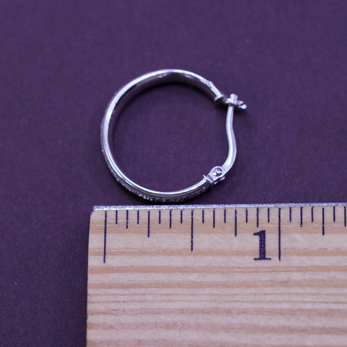 0.5”, vintage Sterling silver hoops, 925 earrings with glittering center