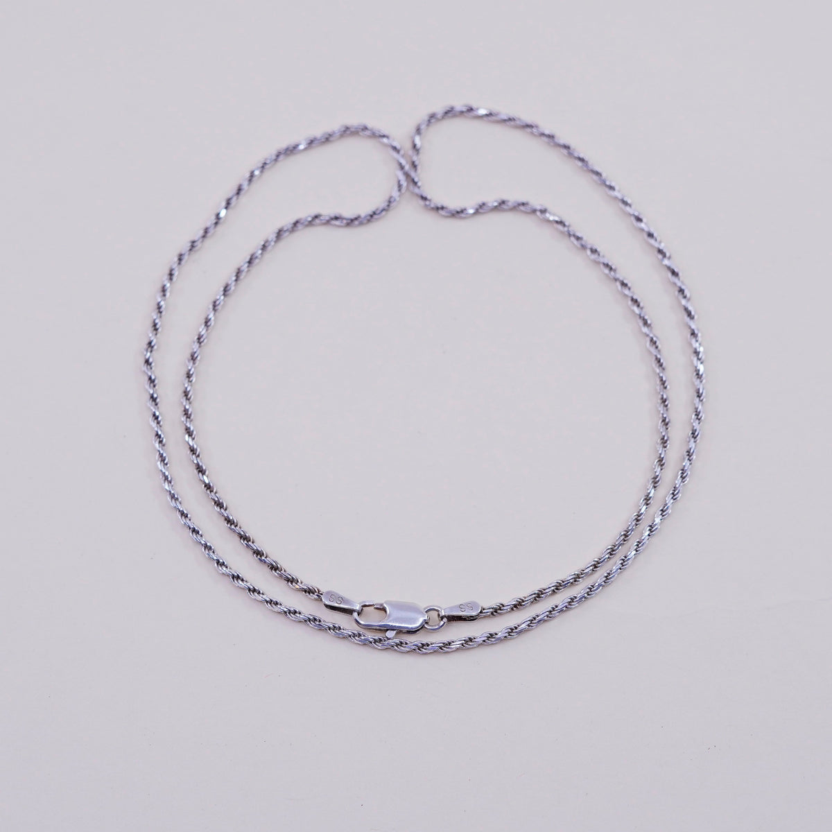 18” 1.6mm, vintage sterling silver necklace, 925 rope chain