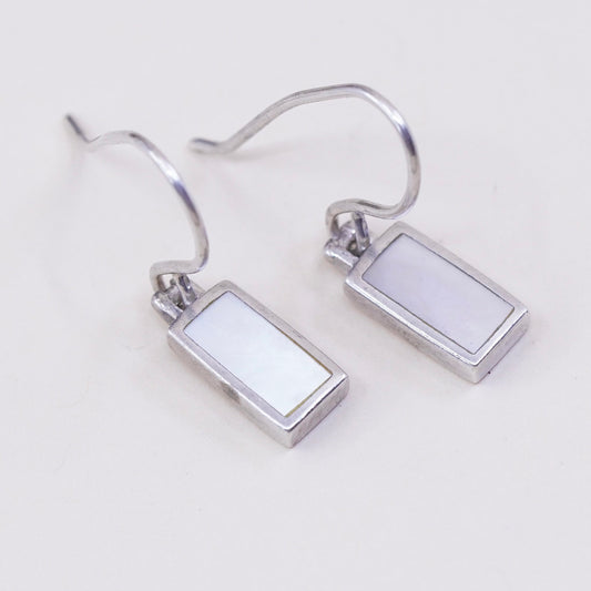 Vintage sterling 925 silver handmade earrings with white Mother of pearl