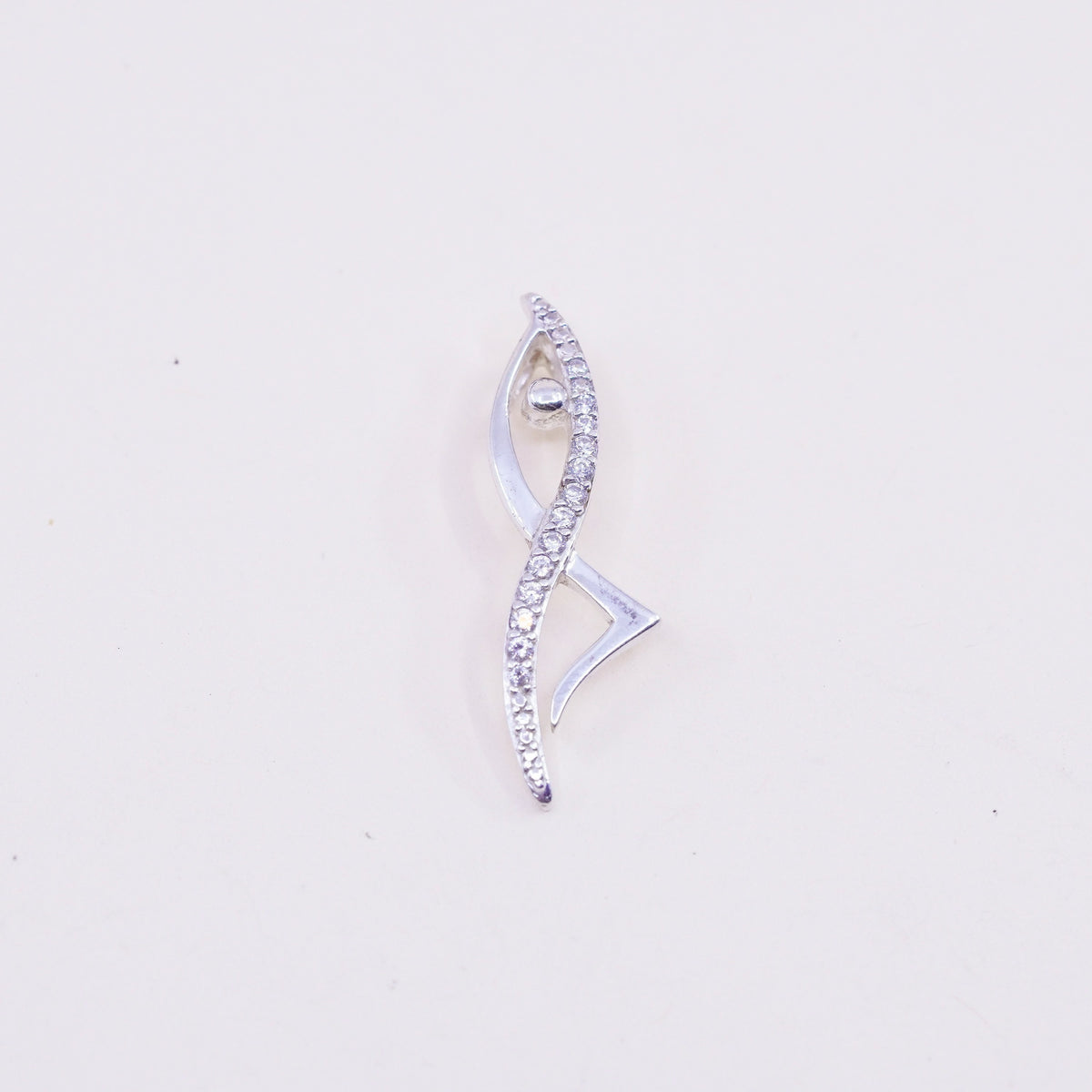 Vintage sterling 925 silver simplified dancer pendant with cluster cz