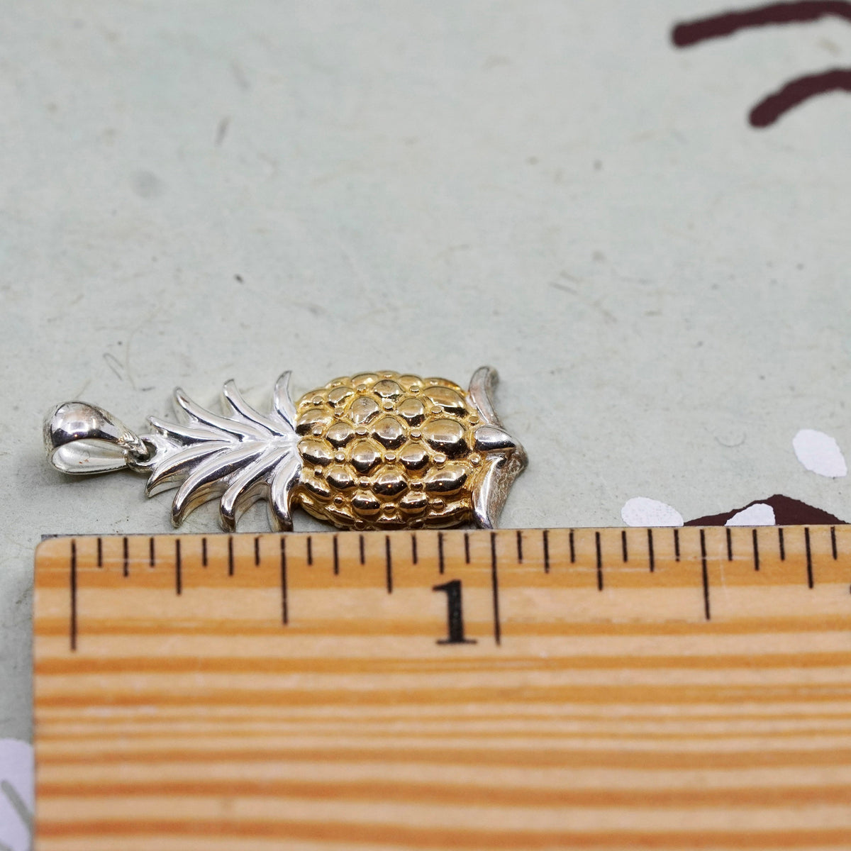 Vintage two tone Solvar handmade Sterling 925 silver pineapple pendant