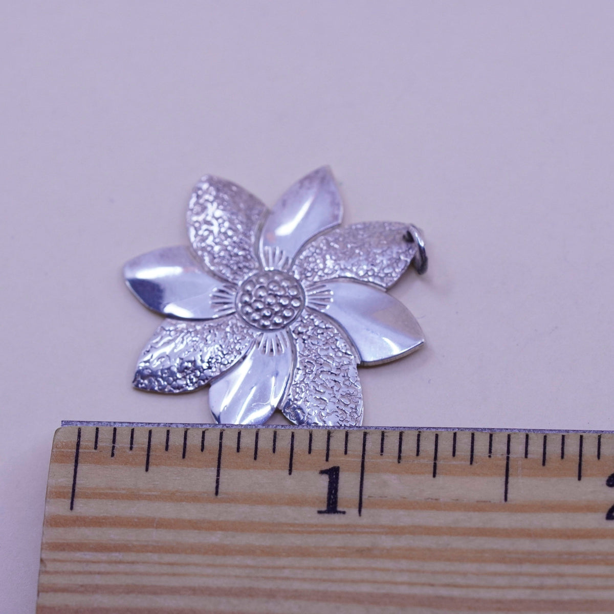 Vintage Sterling silver handmade pendant, 925 flower charm