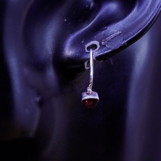 Vintage Sterling 925 silver handmade earrings with ruby
