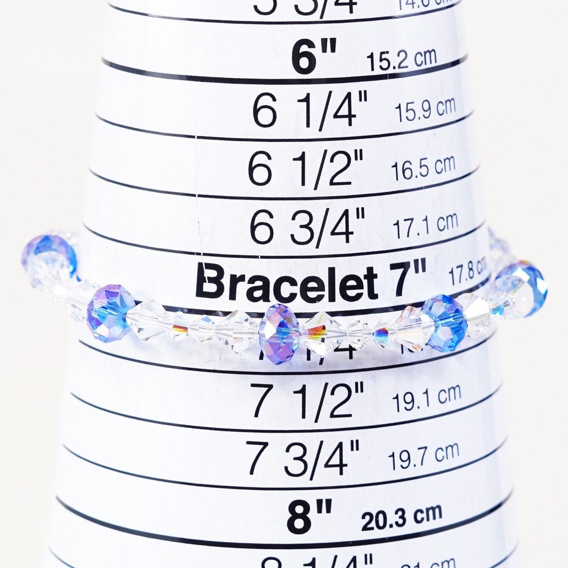 7.25", Sterling silver handmade bracelet, clean N blue crystal Swarovski beads