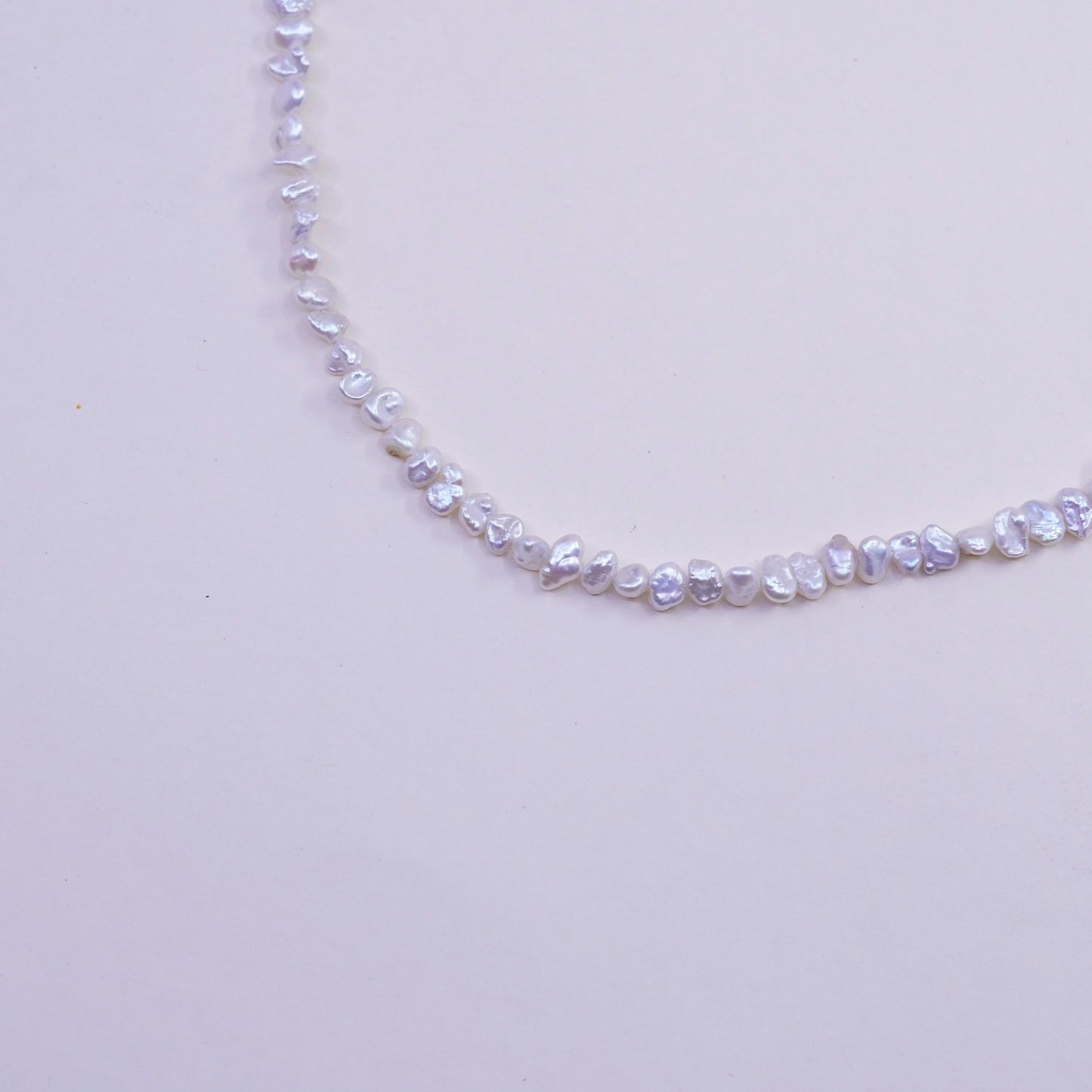 16”, Vintage pearl beads necklace chain with sterling 925 silver clasp