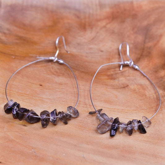 Vintage Sterling 925 silver handmade earrings with smoky topaz