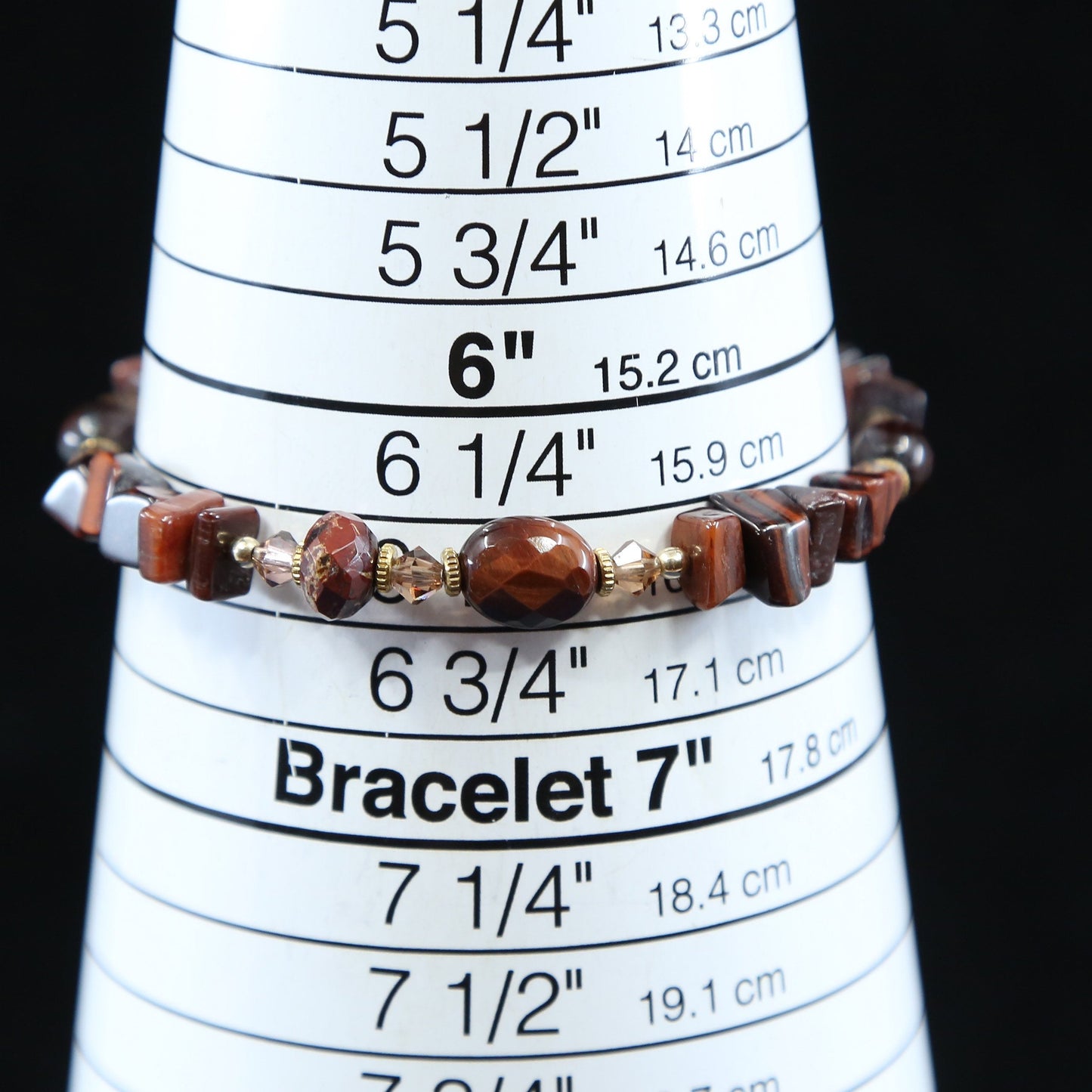 6.5", Sterling silver handmade heads bracelet, 925 w/ red jasper beads