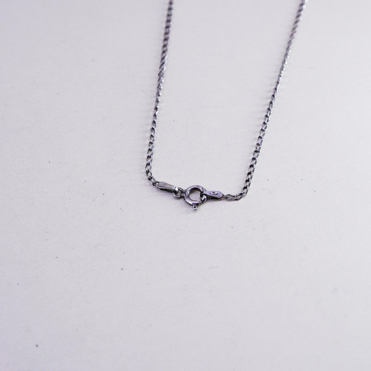 16”, sterling 925 silver handmade curb chain necklace with beads fringe pendant