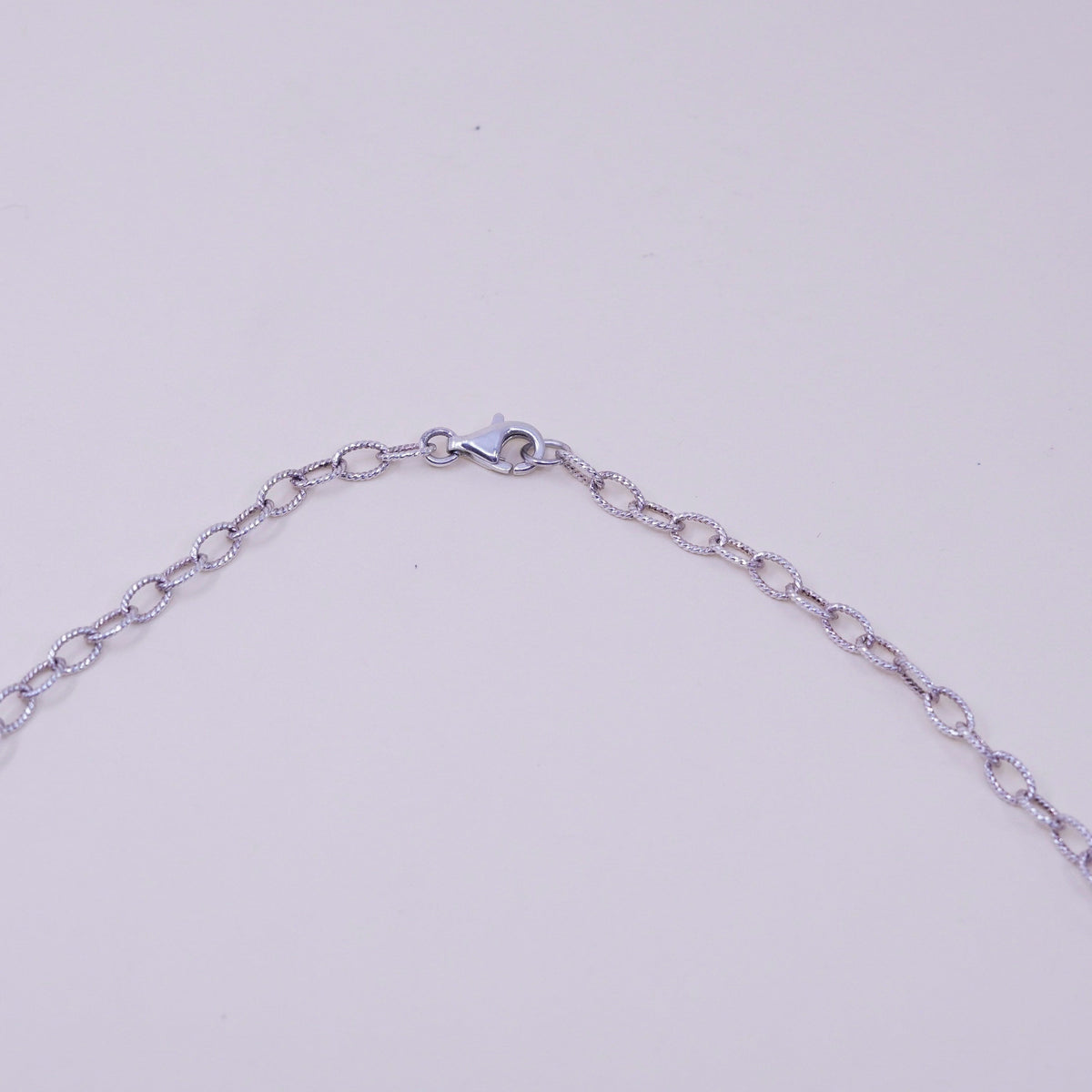17”, Sterling 925 silver necklace with crystal beads mother of pearl pendant