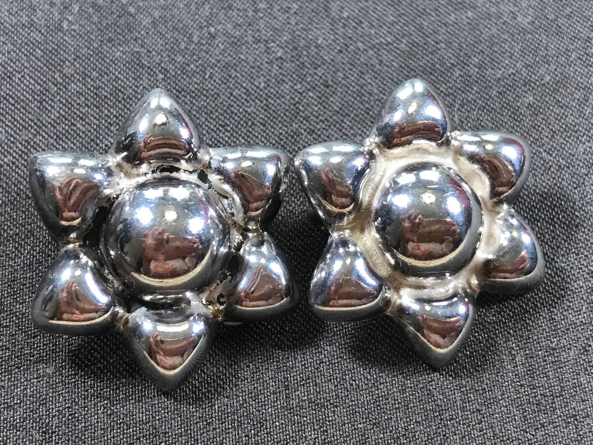 Vintage Sterling silver handmade 925 flower clip on earrings