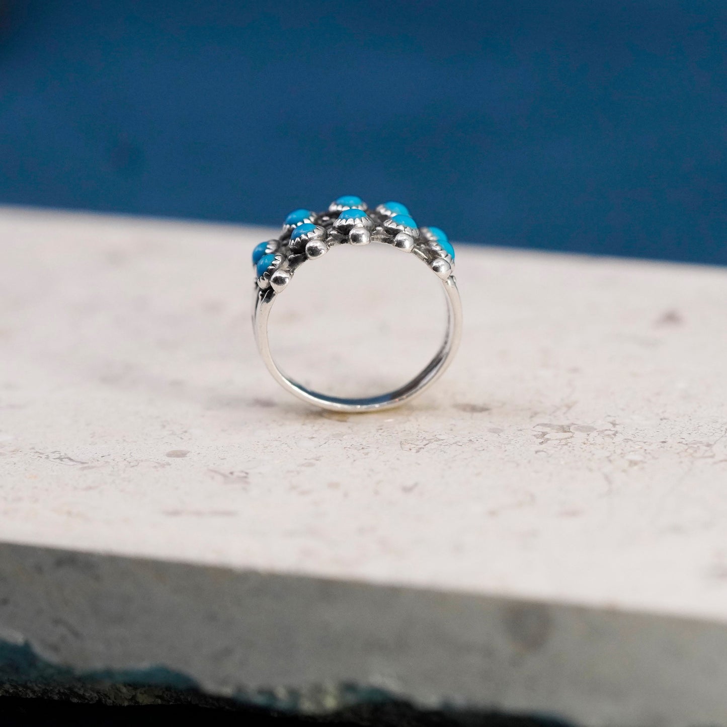 Size 7, bell trading post Sterling 925 silver turquoise ring, Native American,