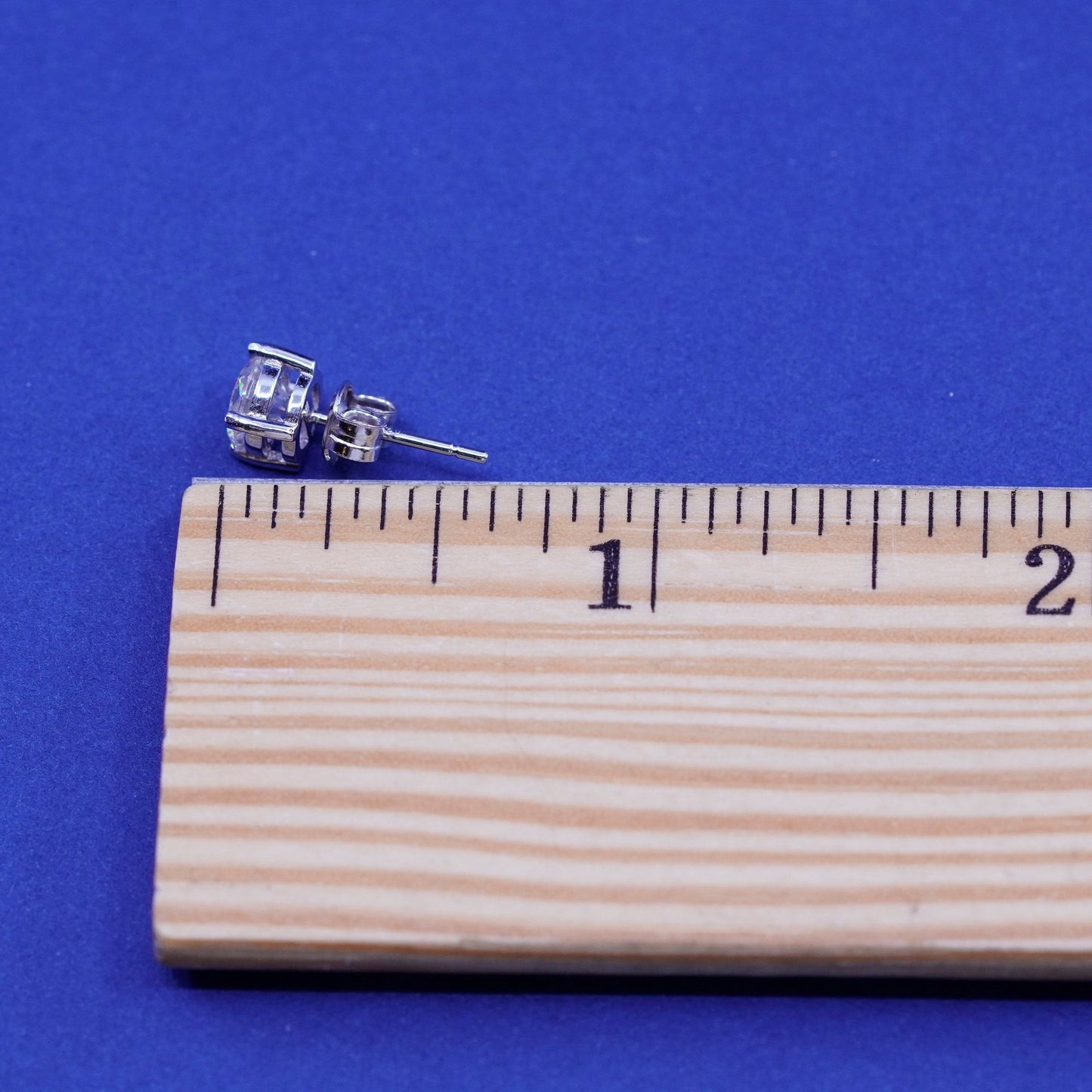 5mm, Vintage sterling silver handmade earrings, 925 studs with CZ