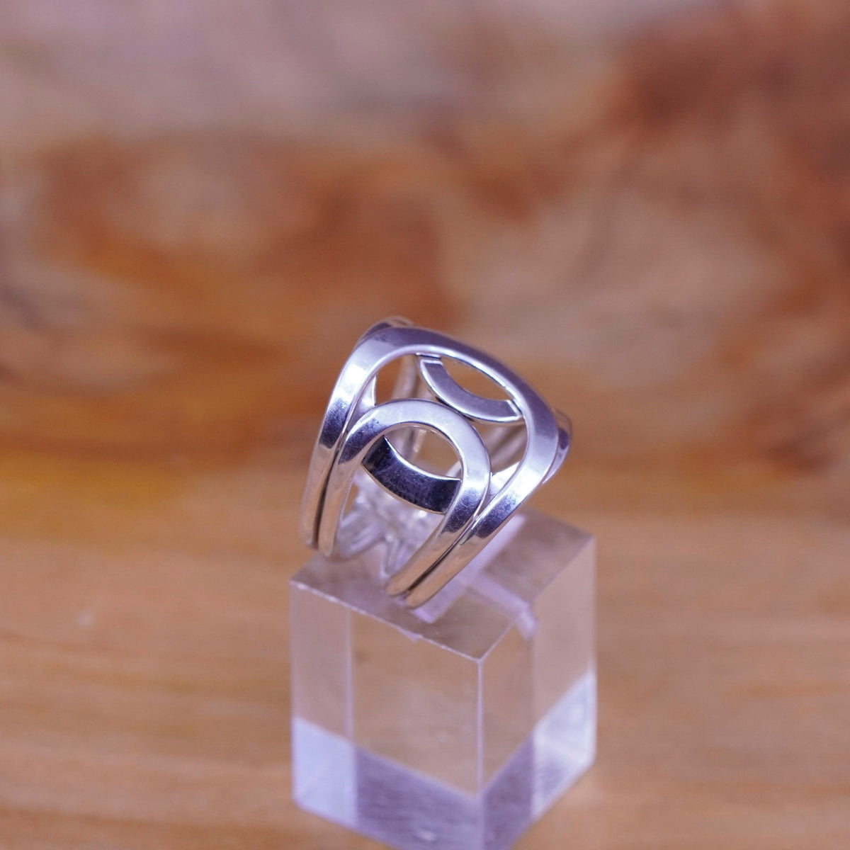 size 6, vintage Sterling silver handmade ring, 925 entwined band, silver tested