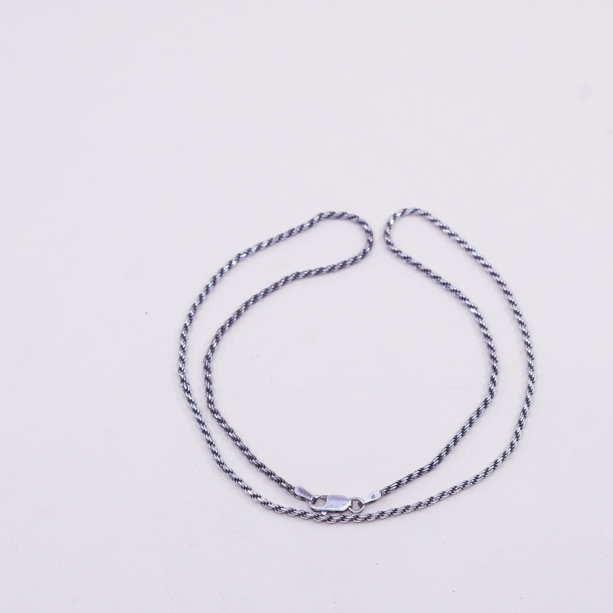 18” 1.6mm, vintage sterling silver necklace, 925 rope chain