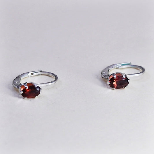 Vintage Sterling 925 silver handmade earrings with ruby
