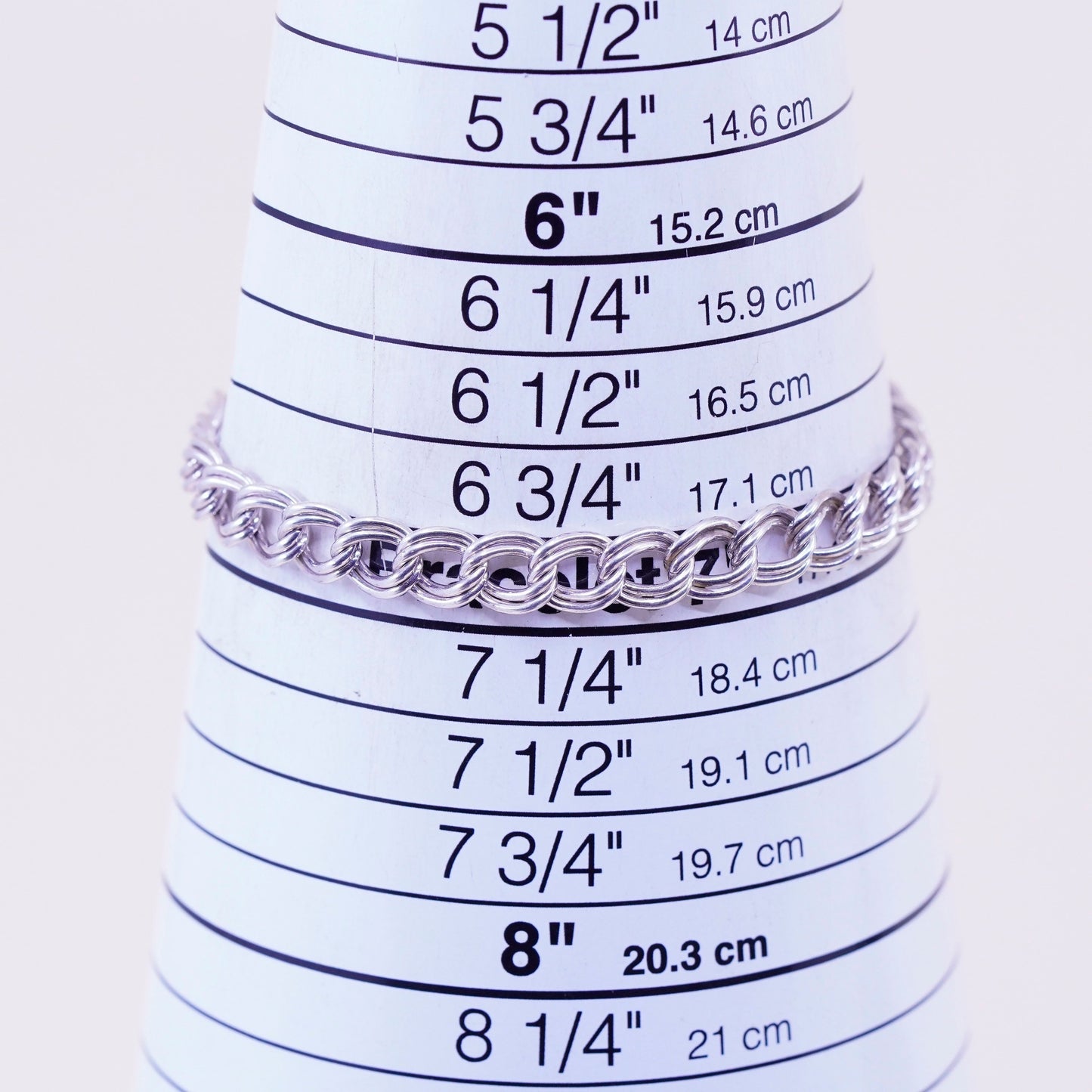 7”, 7mm, Vintage sterling silver double curb bracelet, 925 chain