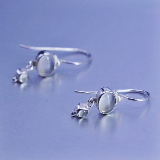 Vintage Sterling 925 silver earrings with oval clear cats eye