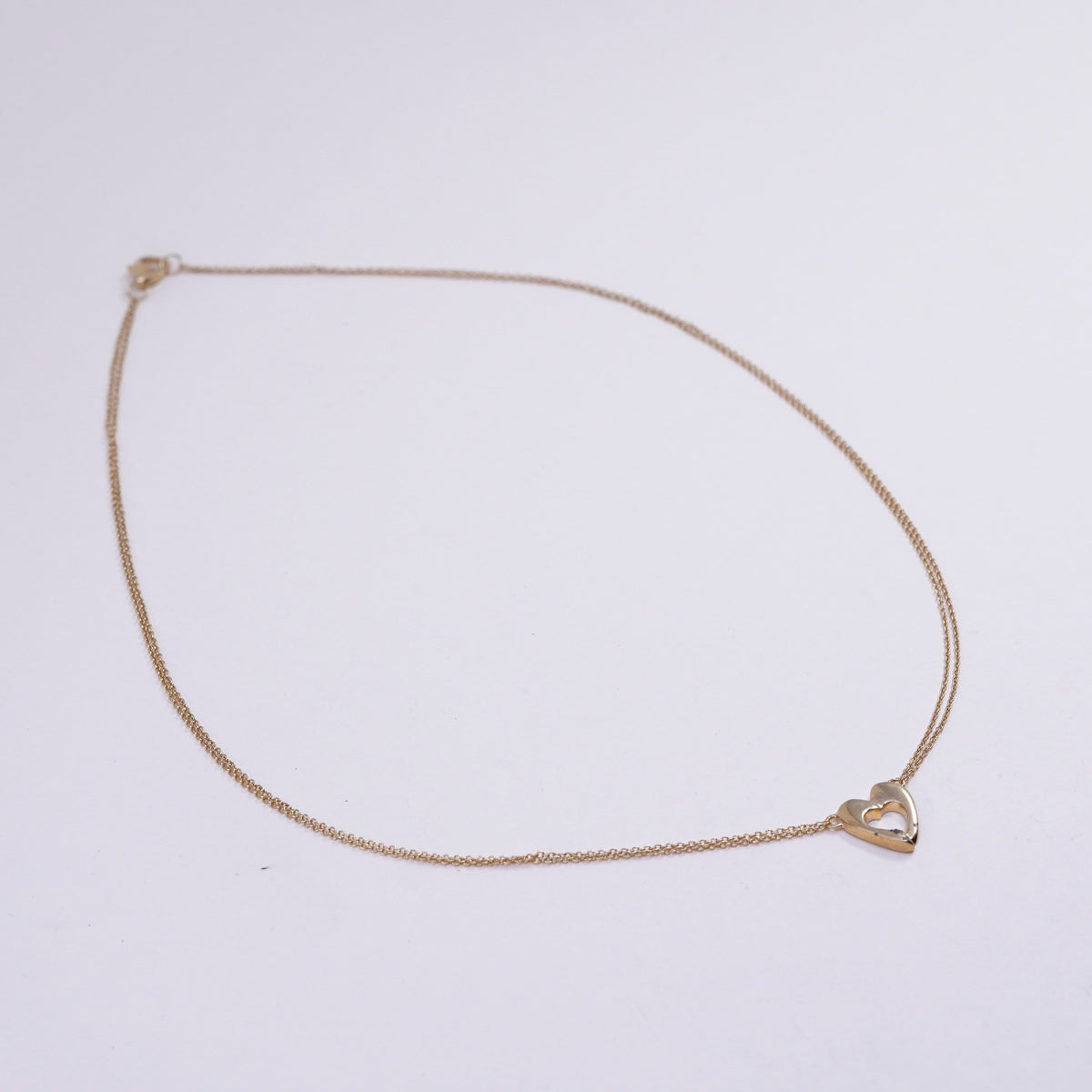 18”, Vermeil gold over sterling silver circle link chain 925 heart pendant