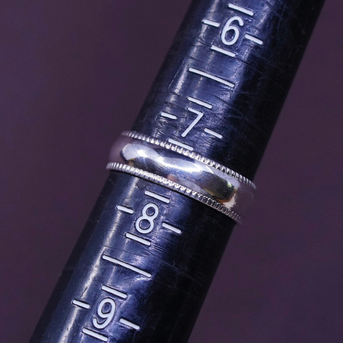 sz 7.5, vtg Sterling silver handmade ring, 925 band w/ rope cable