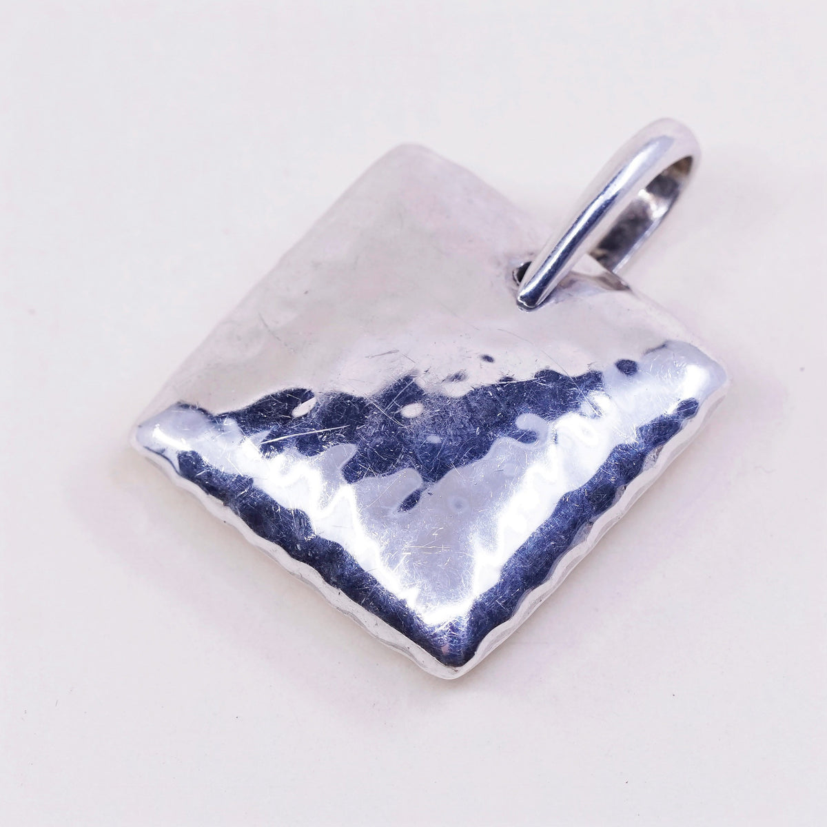 Silpada handmade Sterling 925 Silver Square Hammered Pillow Pendant S1118