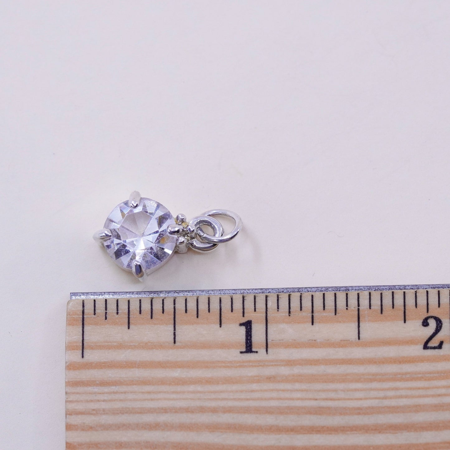Vintage sterling silver handmade pendant, 925 cz charm