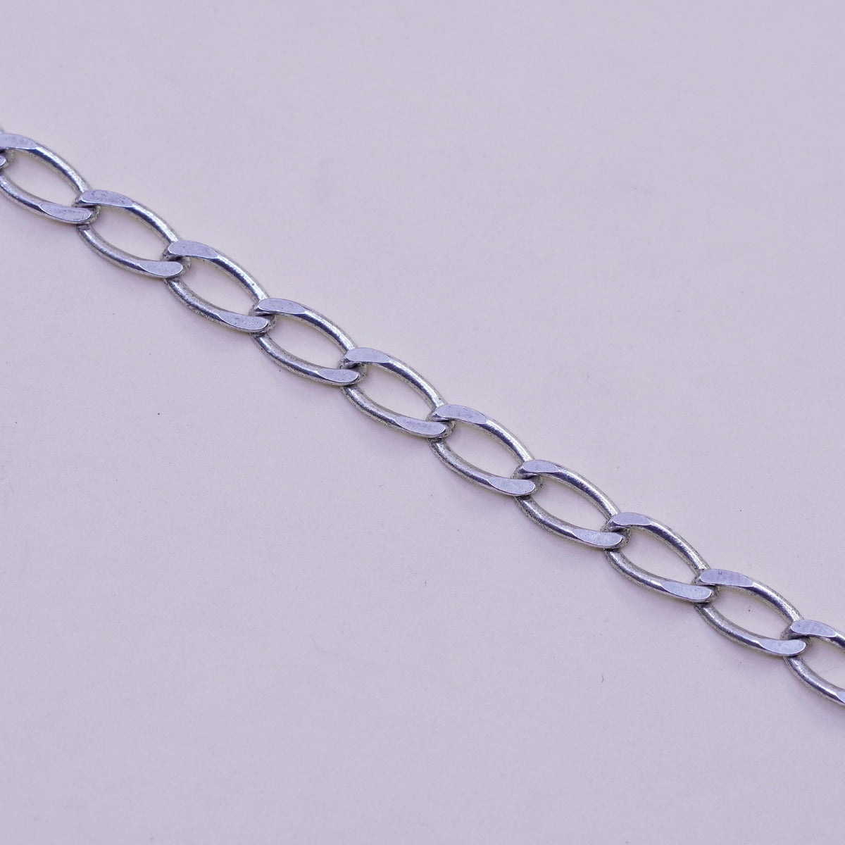 7”, 4mm, Vintage sterling 925 silver flatten curb bracelet