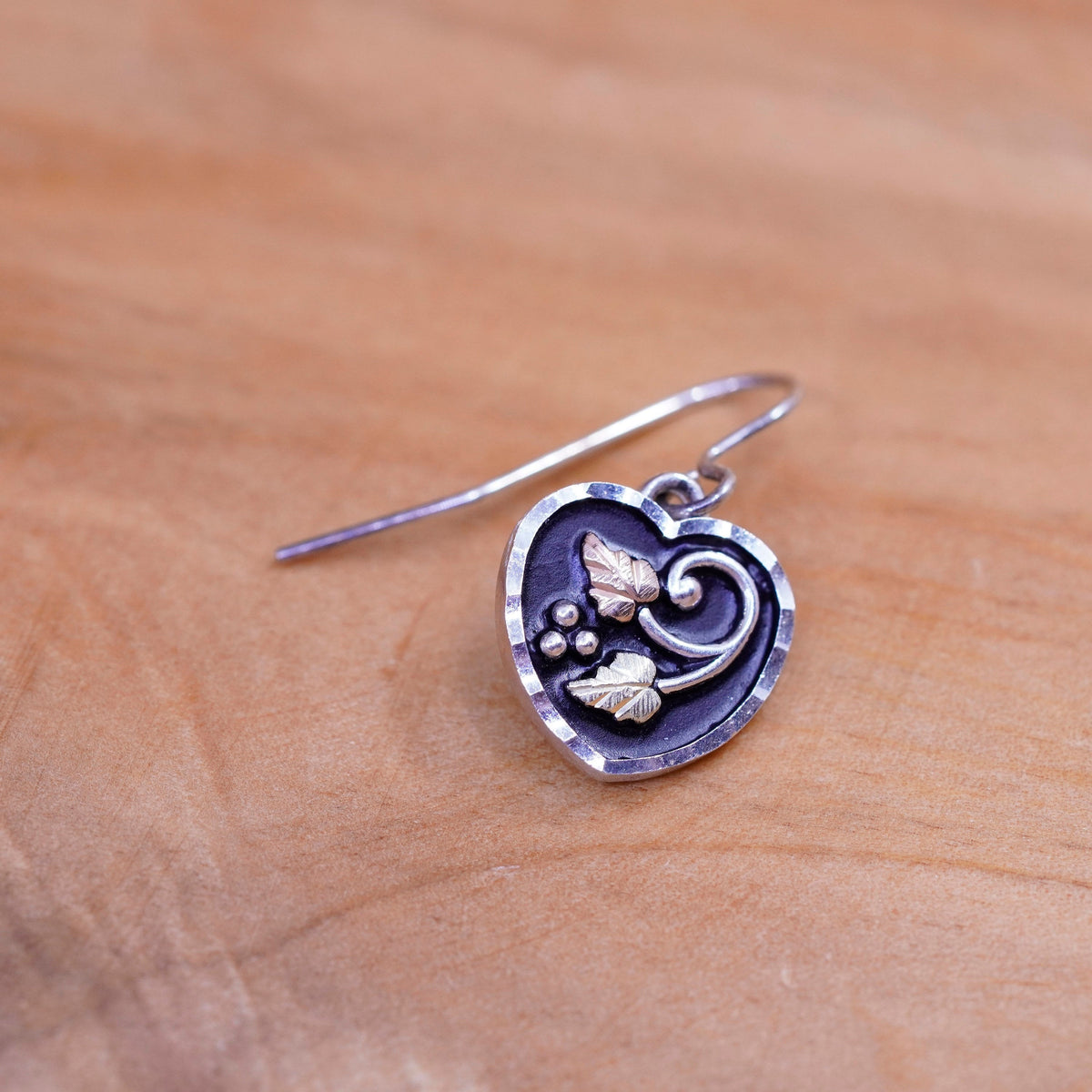 Coleman Co CCO Sterling 925 silver handmade earrings 12K rose gold grape vines