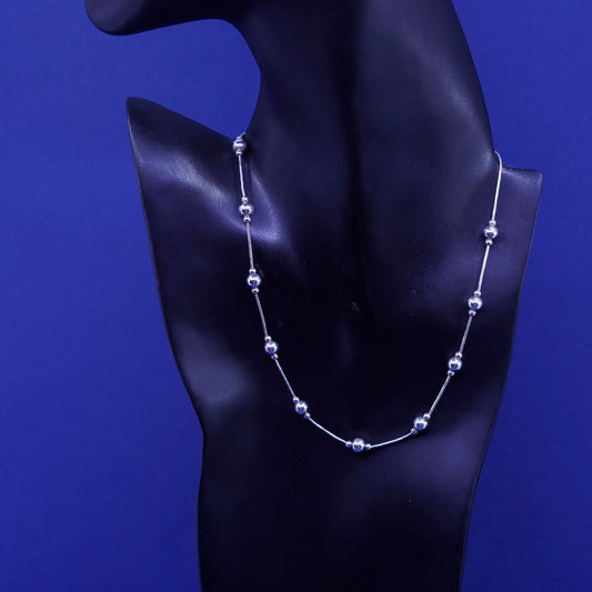 16”, Native American Sterling 925 liquid silver chain necklace with 6mm beads