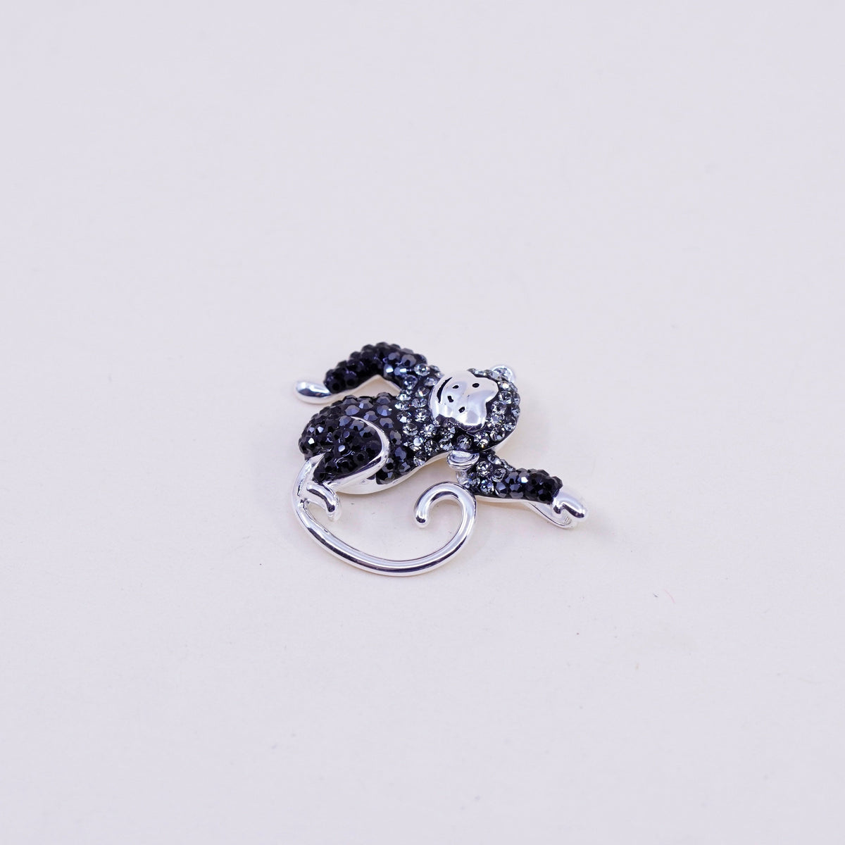 Sterling silver handmade pendant, 925 monkey with cluster Swarovski pendant