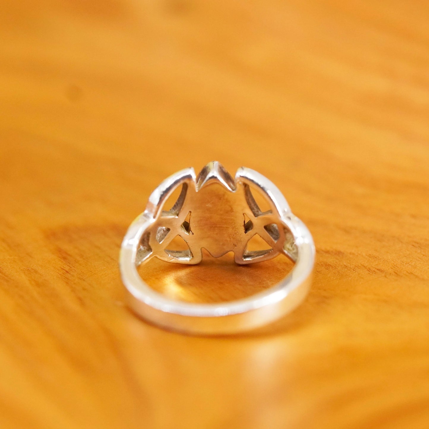 Size 4.75, vintage Irish Celtic knot Sterling 925 silver handmade ring w/ opal
