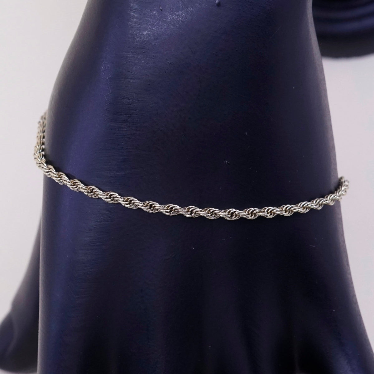 7.25”, Vintage vermeil gold over sterling 925 silver Canada rope chain bracelet