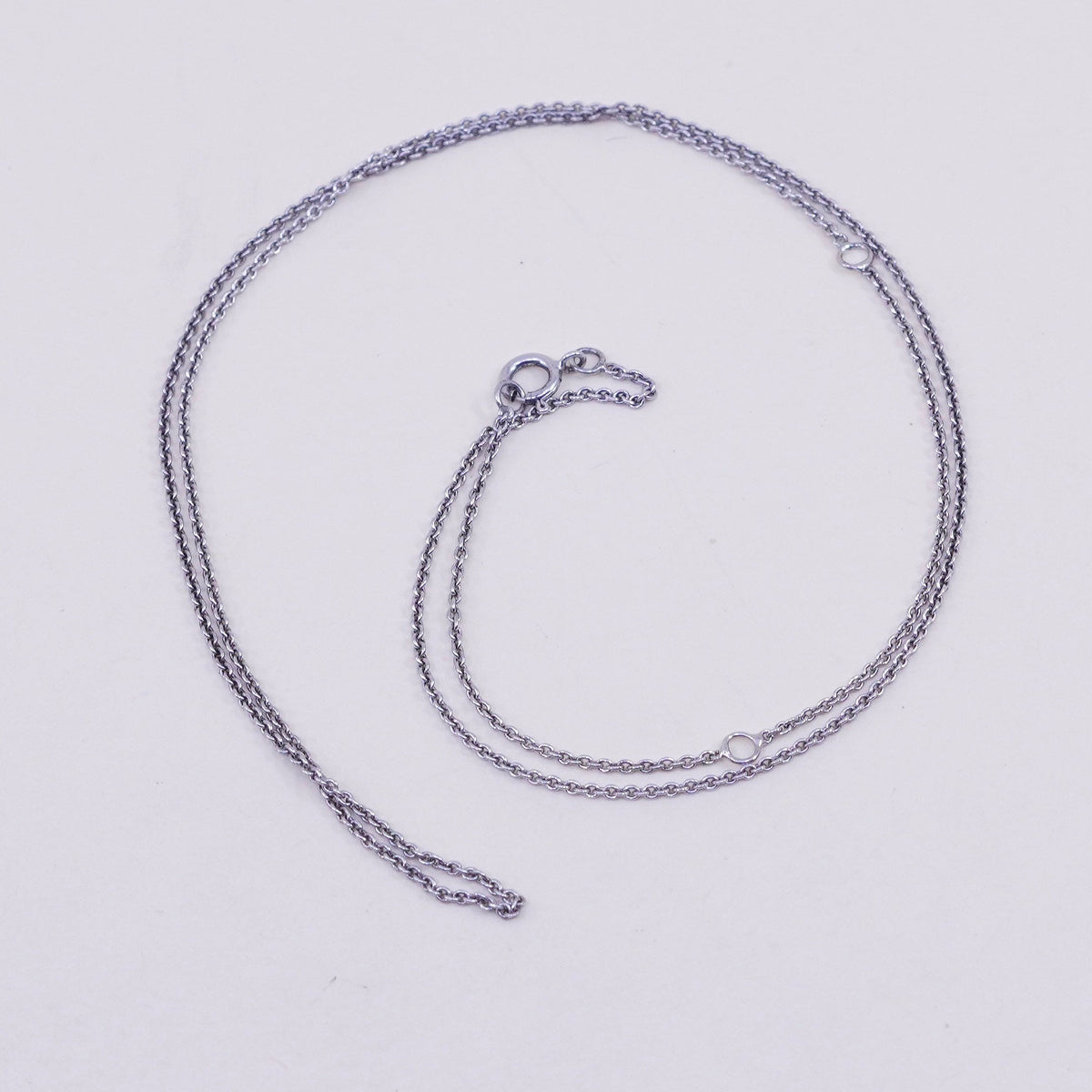 18+2” 1mm, vintage sterling silver necklace, 925 circle chain