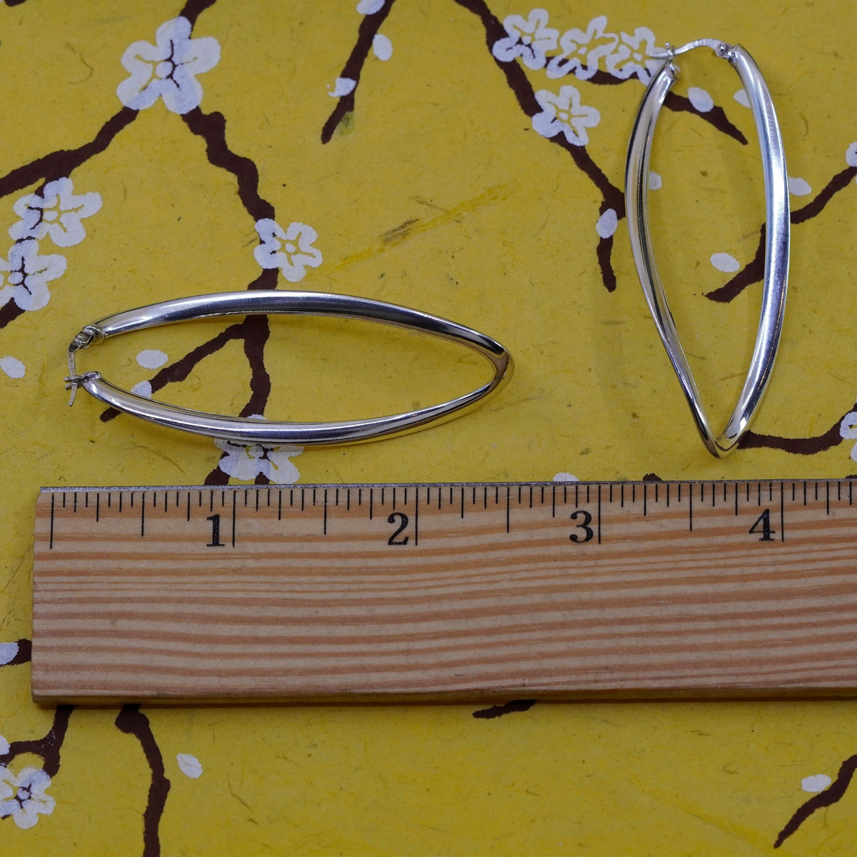 2.5”, vintage Italy Sterling silver handmade earrings, twisted 925 huge hoops
