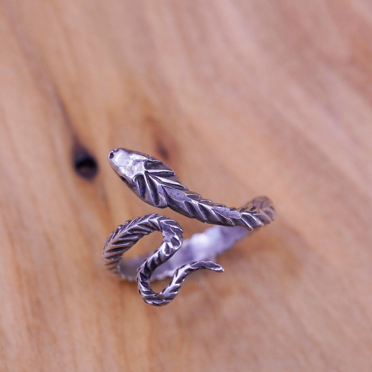 Size 8.5, vintage Sterling silver handmade ring, 925 snake band