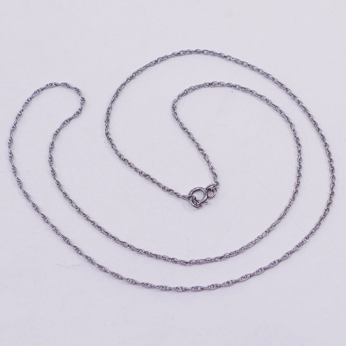 18”, 1mm, vintage Sterling silver necklace, 925 Singapore rope chain