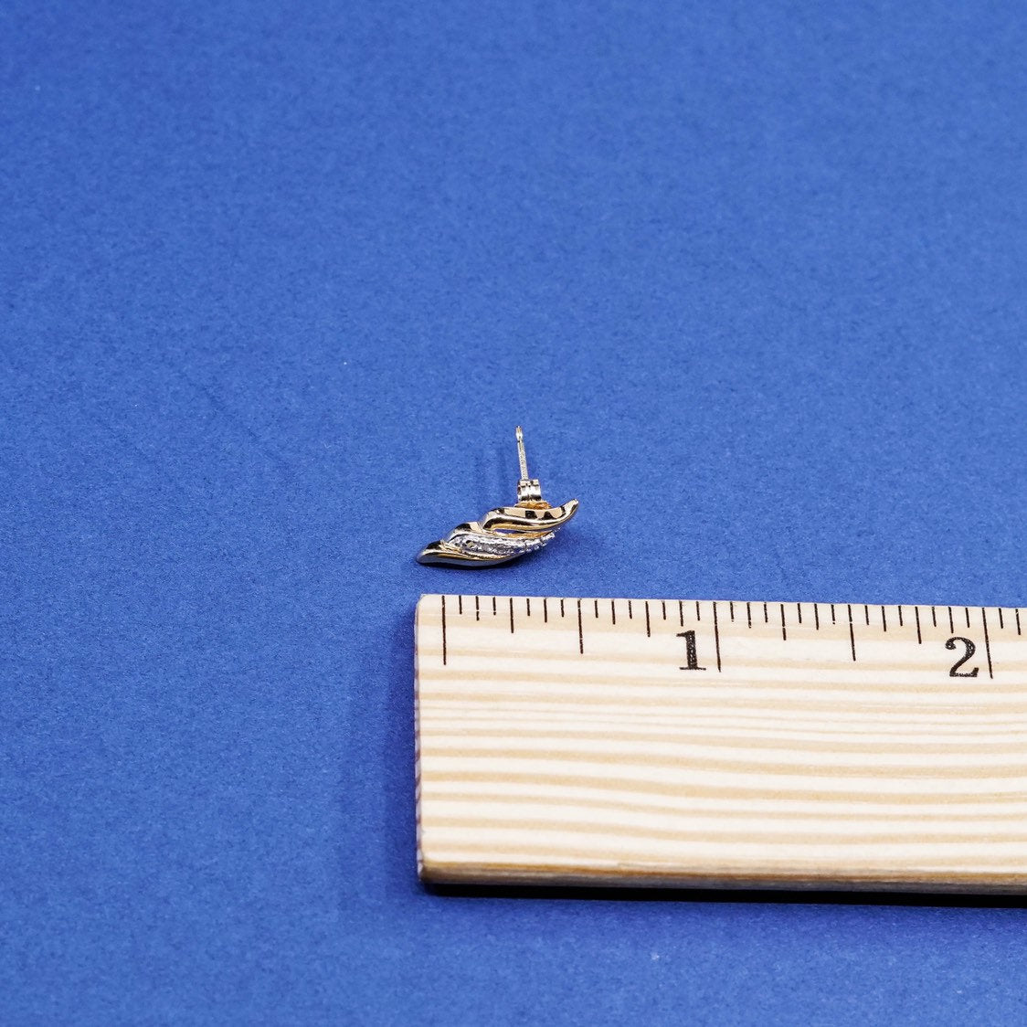 gold over Sterling silver earrings, 925 wavy studs, stamped 925