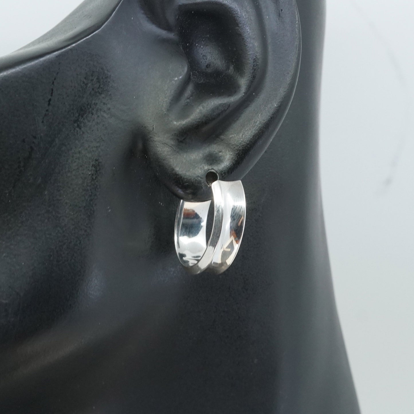0.75”, Vintage Sterling silver handmade earrings, 925 hoops, huggie